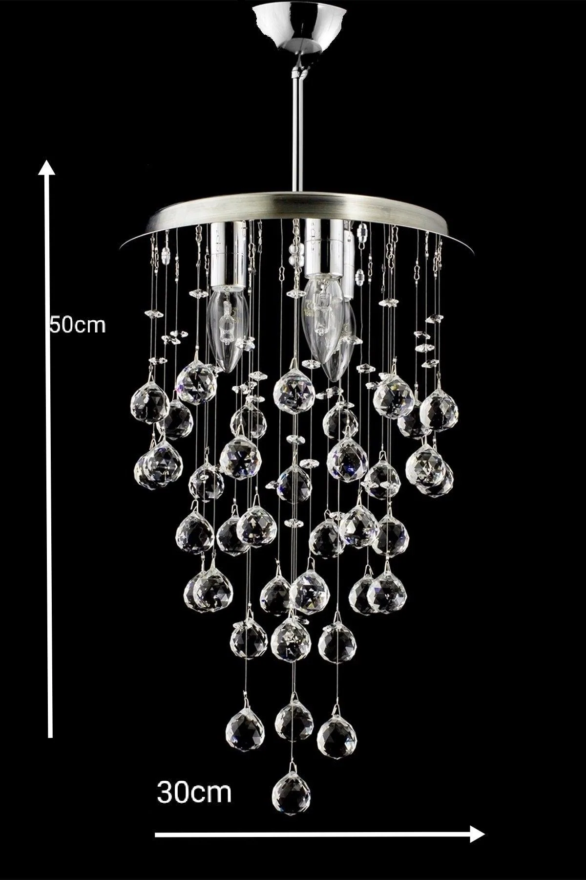 Round 3-Crystal Stone Chandelier 30x50cm