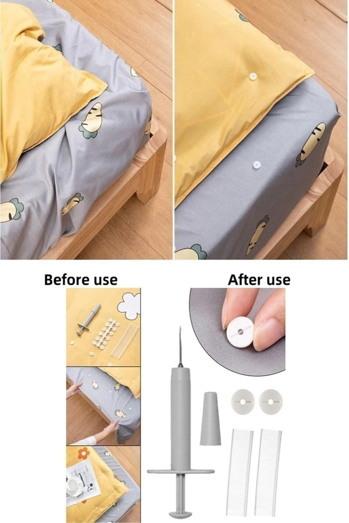 Bed Corner Clips and Fastener Set for Smooth Duvet Covers