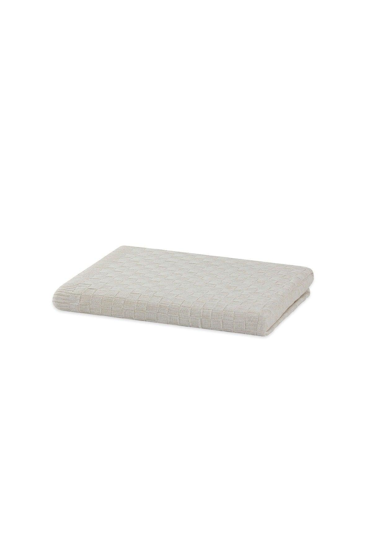 Ecru Acrylic Throw Blanket