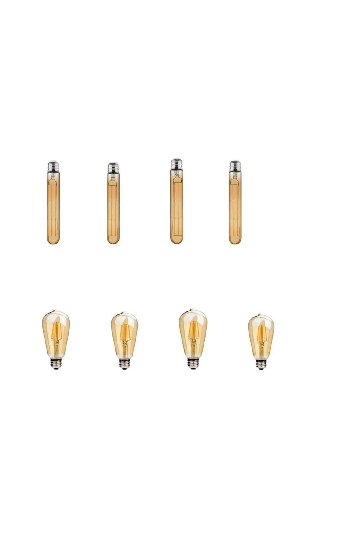 8-Piece Edison-Style Bulb Set – 4 Standard 20 cm E27 Bulbs and 4 Vintage Edison Bulbs