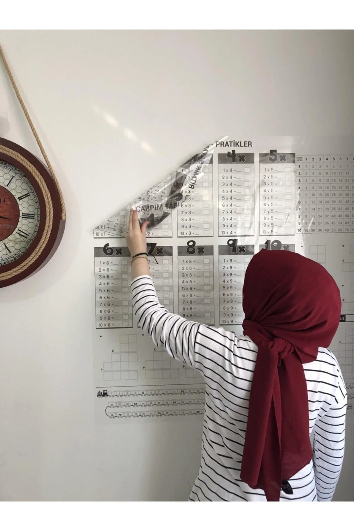 Self-Adhesive Transparent Multiplication Table Board, 100 x 100 cm