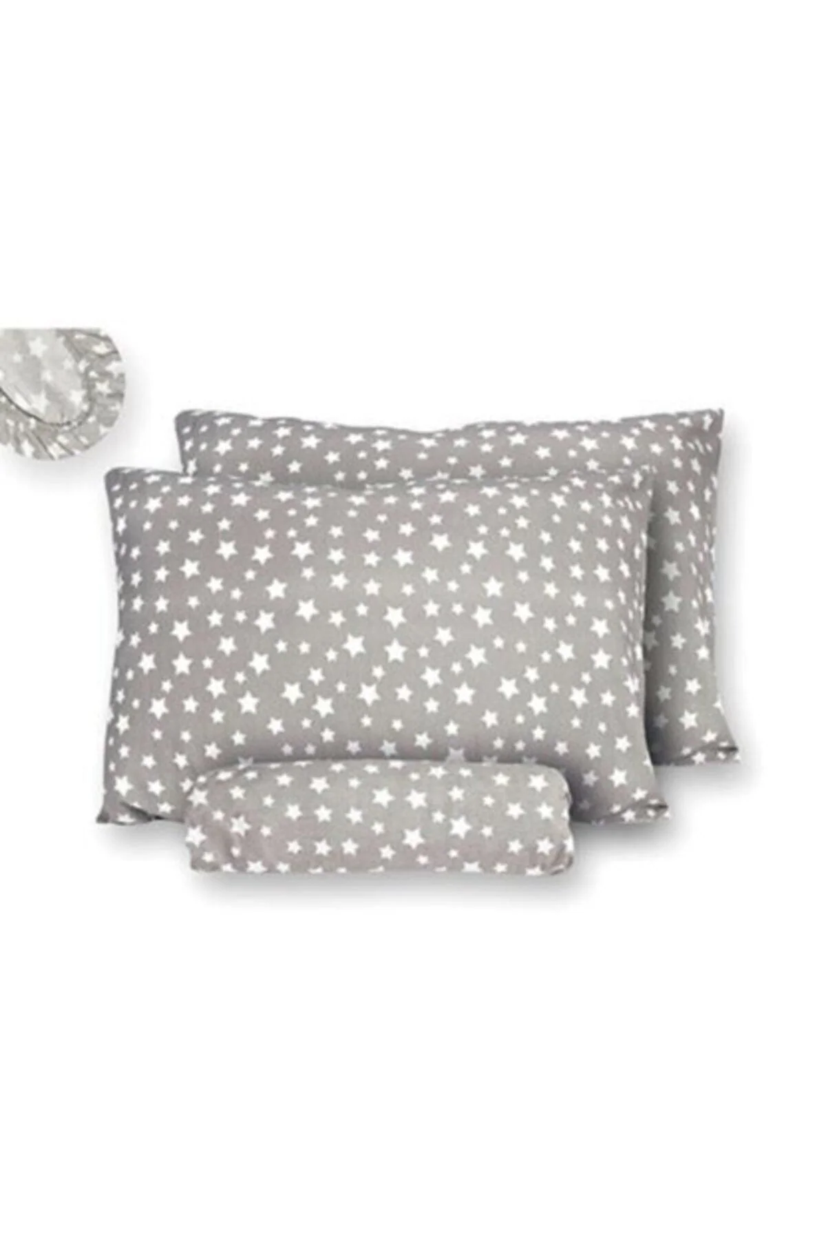 Gray star-patterned elastic cotton bed sheet and pillowcase set