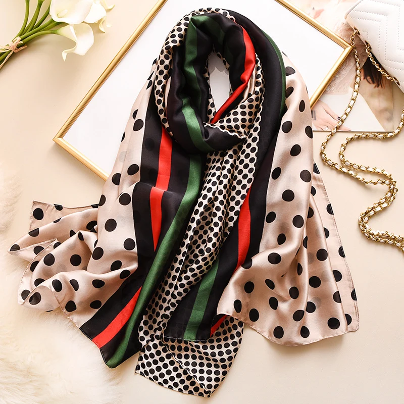 Elegant Dot Printed Silk Scarf
