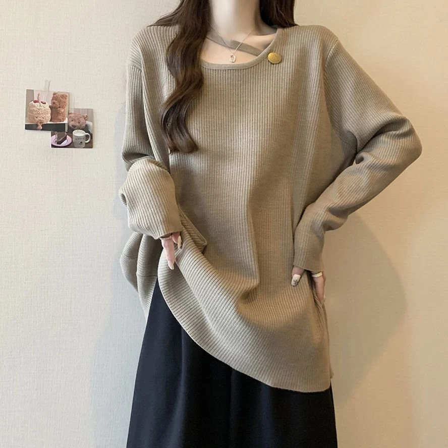 Elegant Plus-Size Long-Sleeve Patchwork Shirt