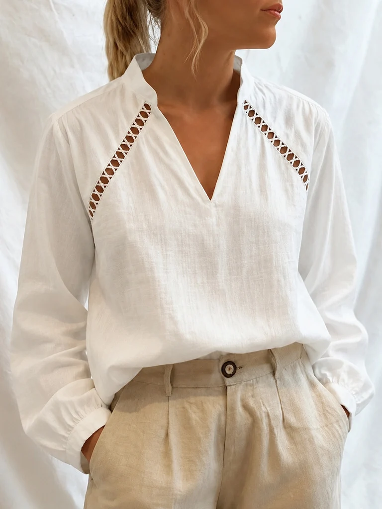 Elegant V-Neck Blouse for Work