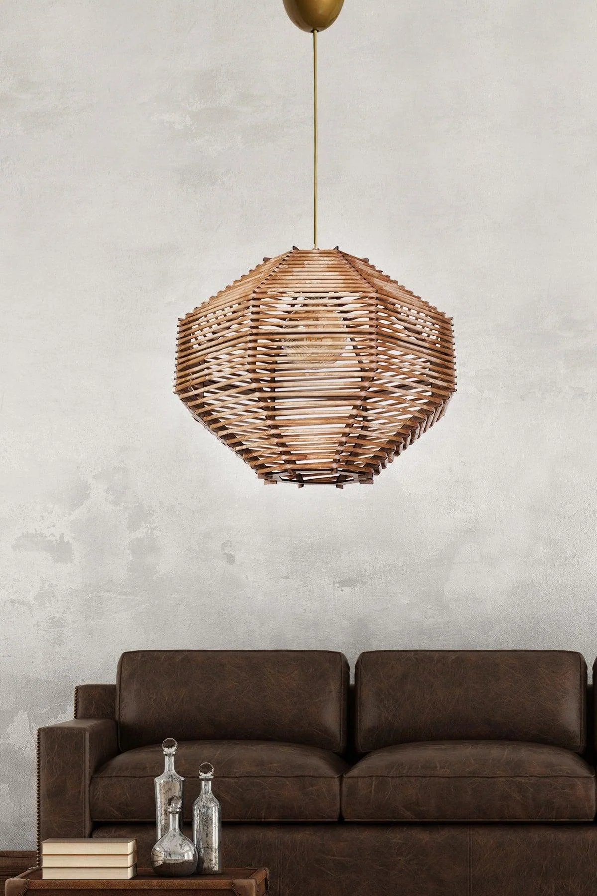 Handmade Natural Chandelier with Adjustable Height 30-70 cm, E27 Lampholder, CE Certified