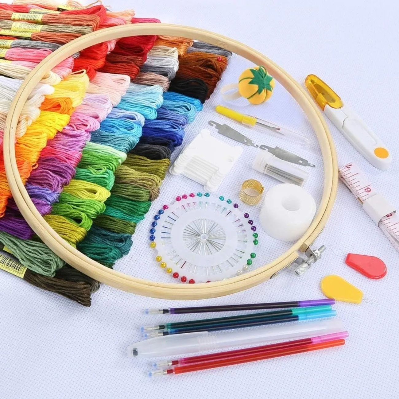 Embroidery Starter Kit for Beginners & Adults, 100 Threads & Hoops