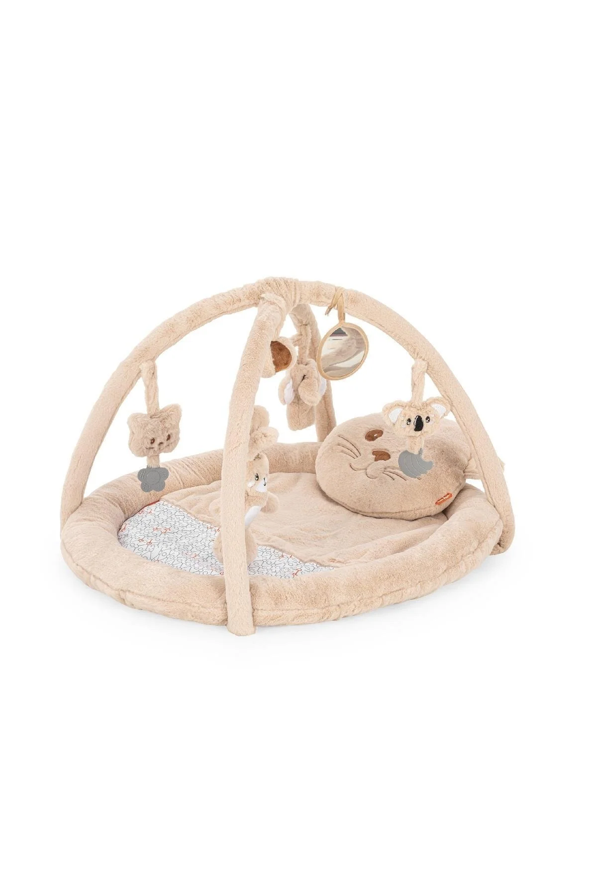 Kitty-themed baby activity and play mat with removable pillow