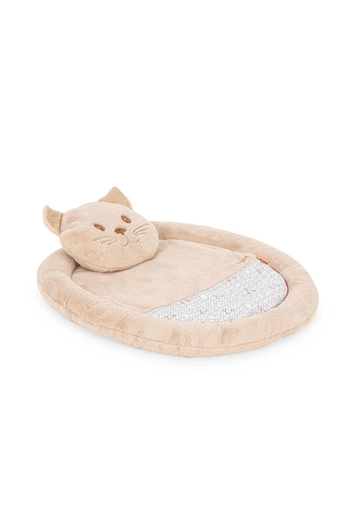 Kitty-themed baby activity and play mat with removable pillow