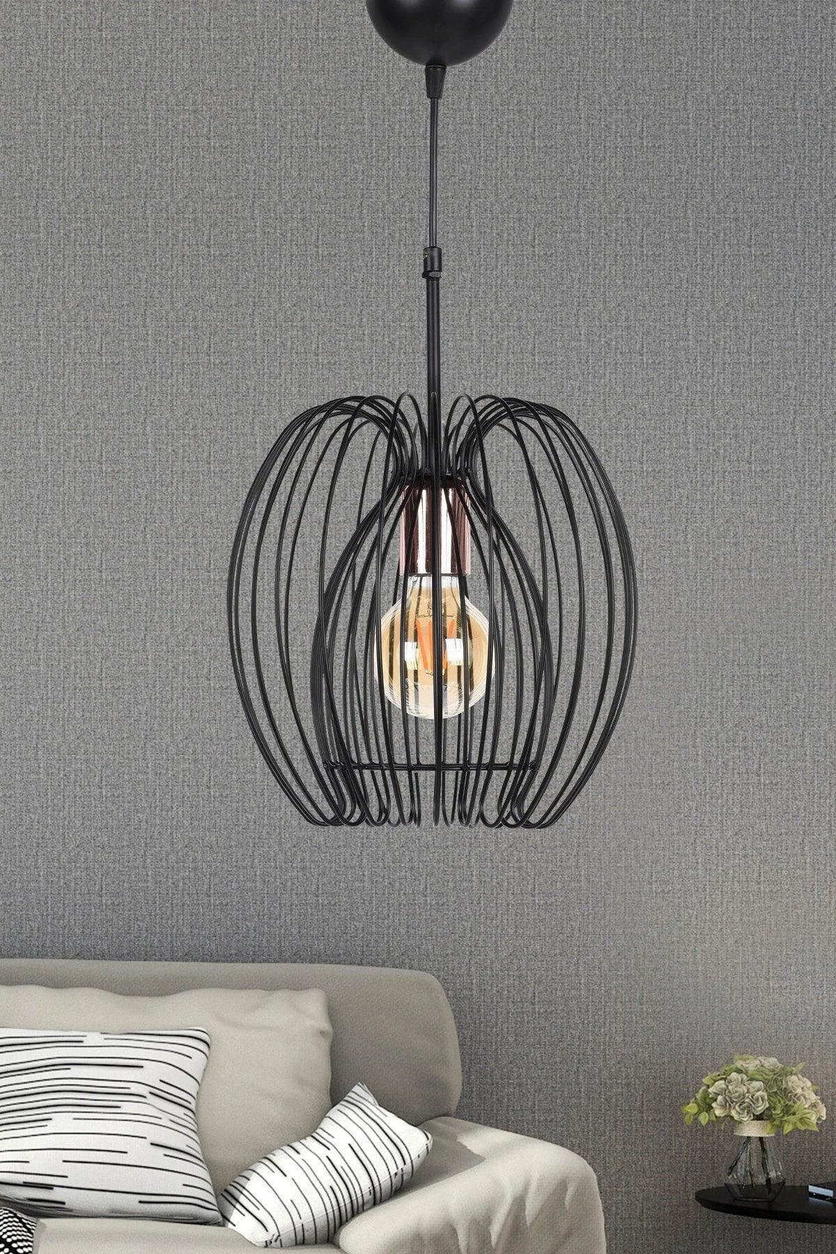 28cm Black Pendant Light with Adjustable Cable