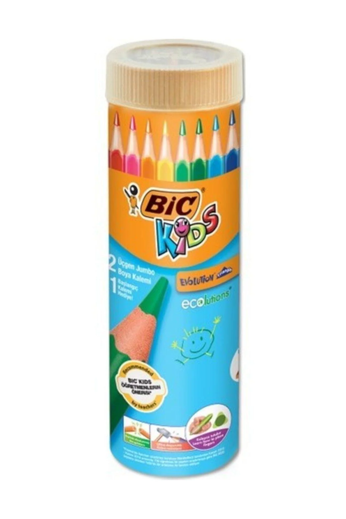 Triangle Jumbo Crayons Set, 13 Colors in Metal Tube