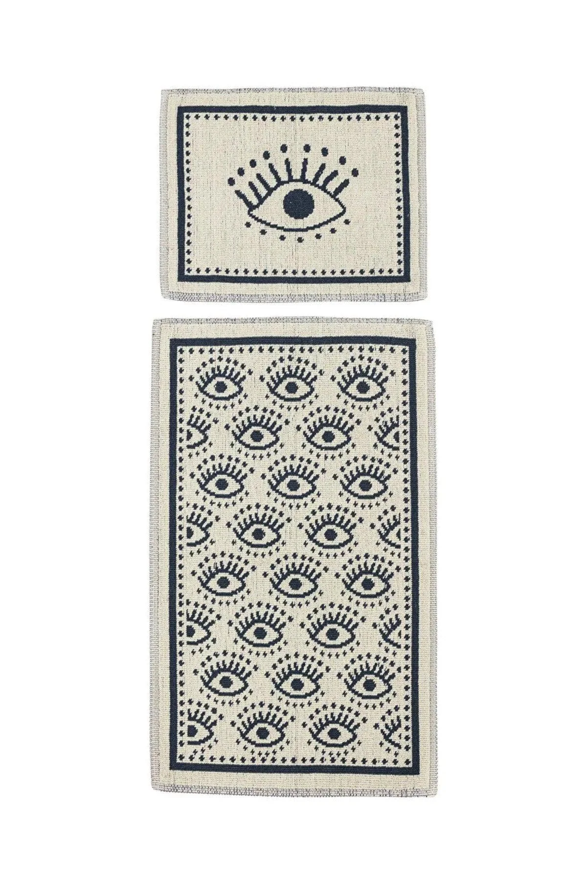 Eye Pattern Design Plush Bath Mat Set - 2 Pieces - 60x100 cm