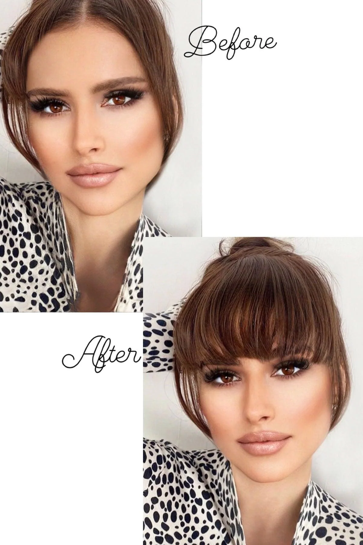 Long-edge clip-in bangs for fuller, thicker hair