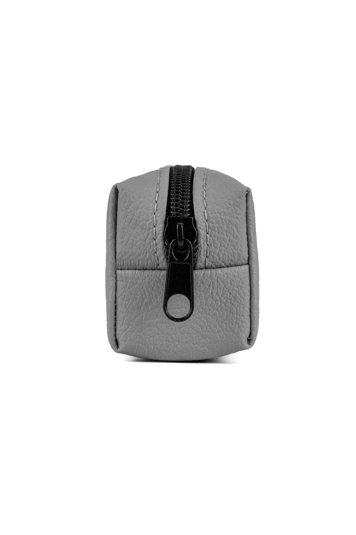 Light Gray Faux Leather Pencil Case with Hard Plastic Insert