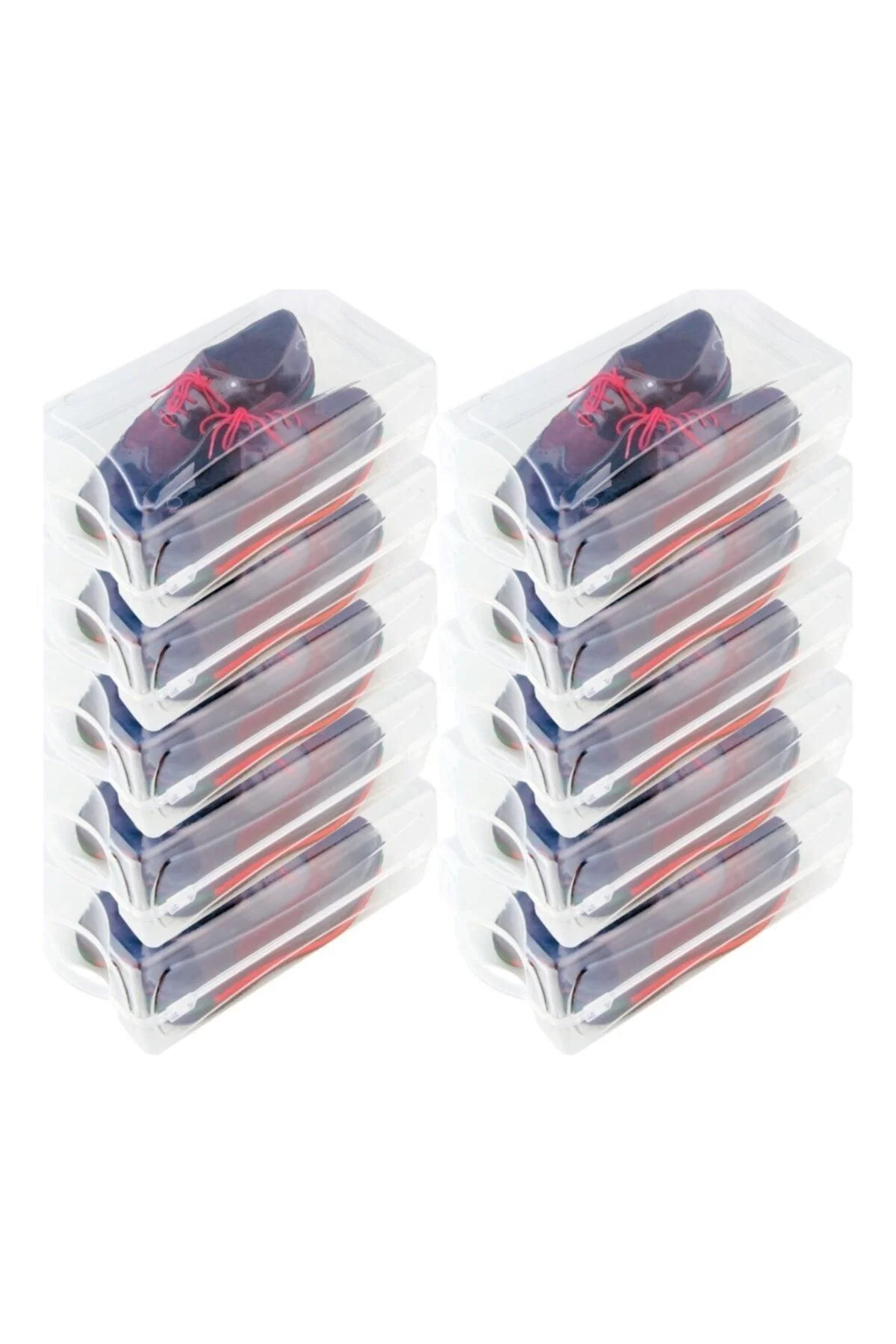 Set of 5 Transparent Shoe Storage Boxes with Handles