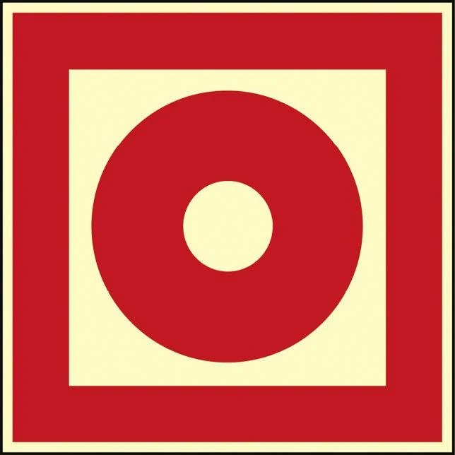 Fire detector warning sign with illuminated symbol