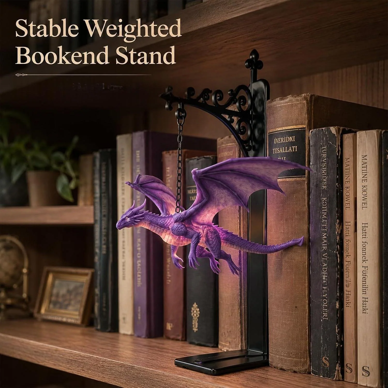 Floating Bookshelf Lamp with Dragon Design
