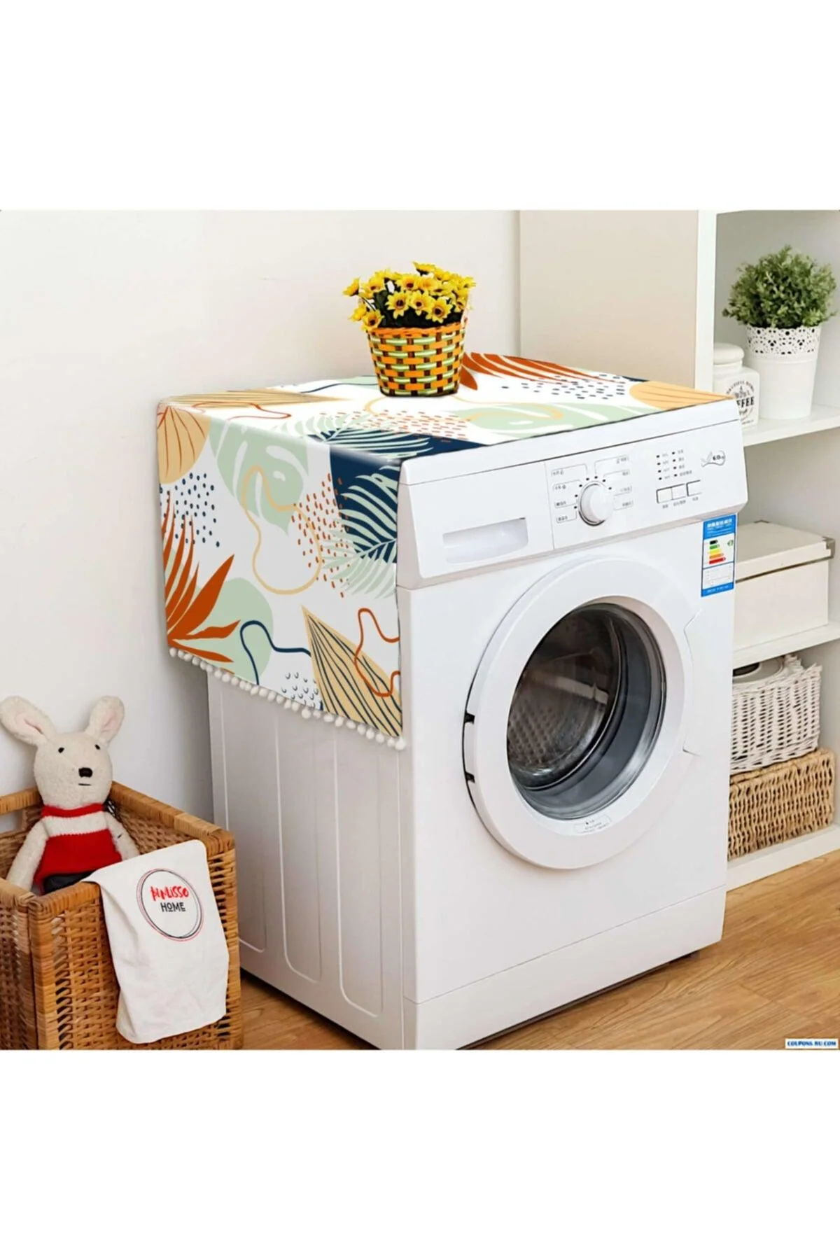 Floral patterned washing machine cover 70 x 100 cm