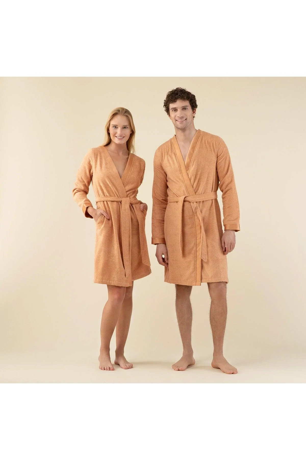 Unisex soft bamboo cotton bathrobe mango