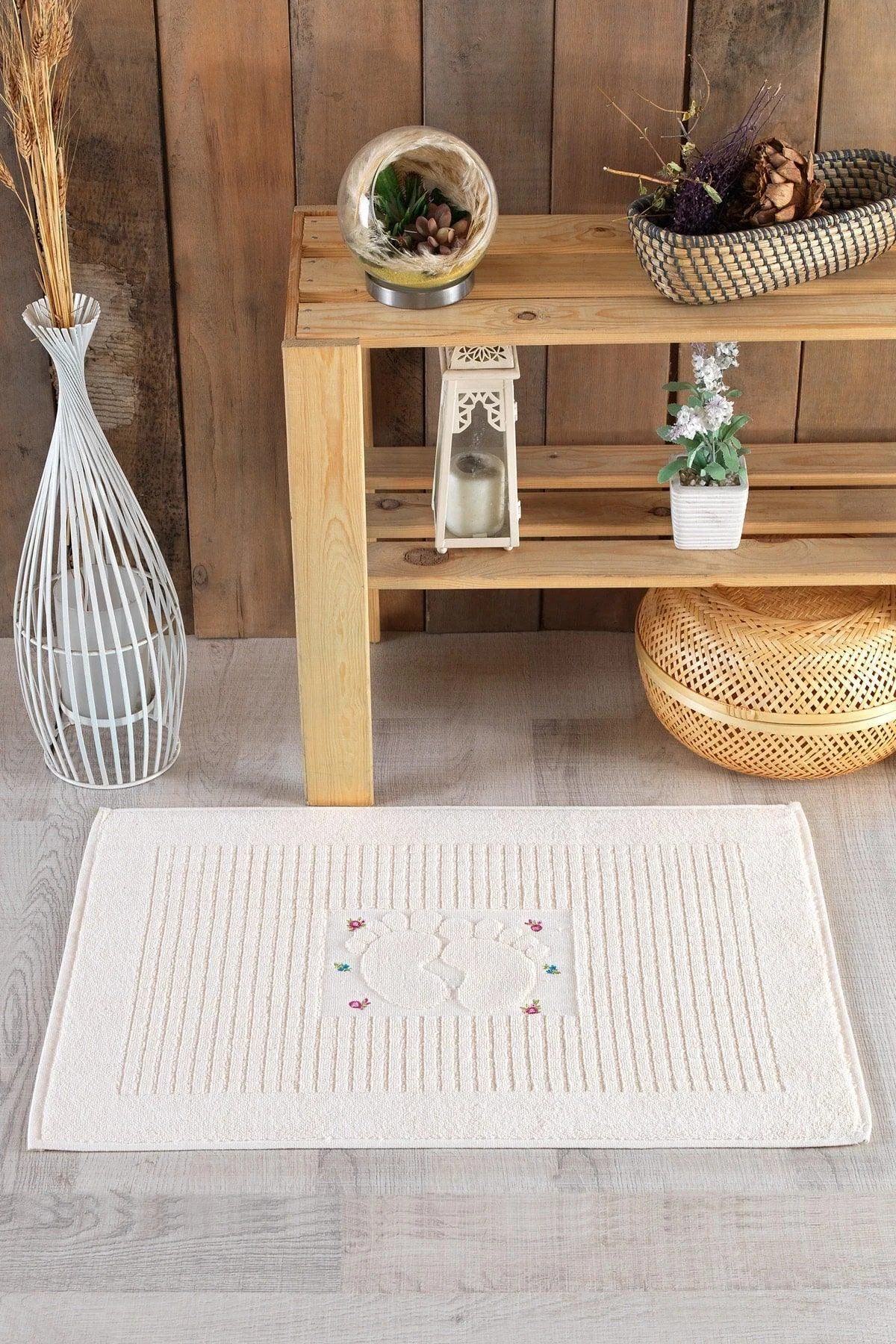 Soft cotton embroidered foot towels set of 3