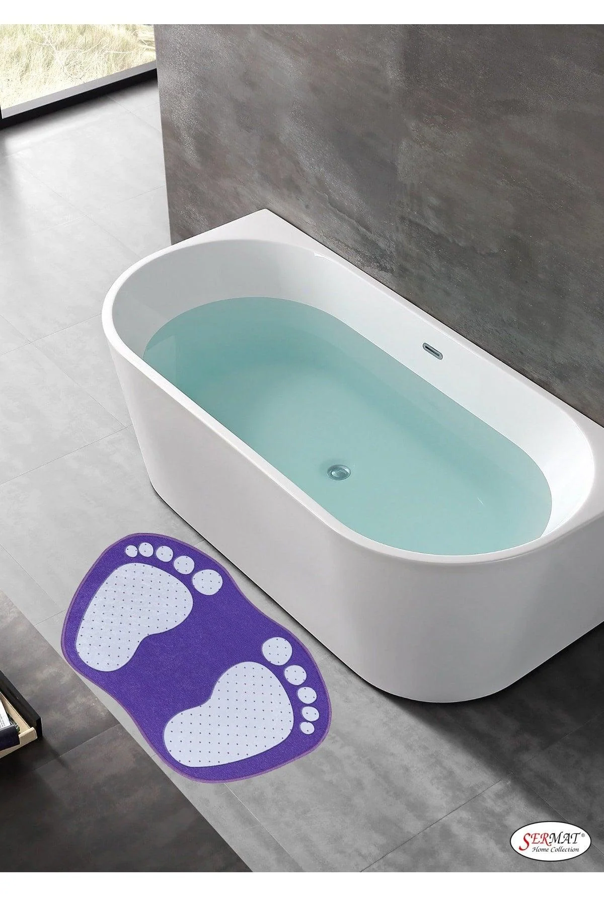 Non-Slip Footprint Pattern Bath Mat with Nanotechnology