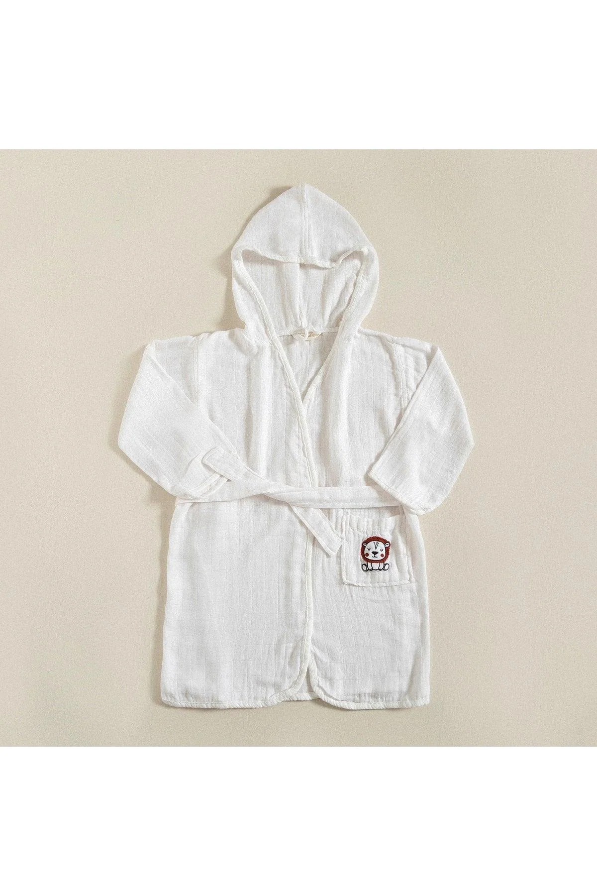 Ecru bamboo muslin bathrobe