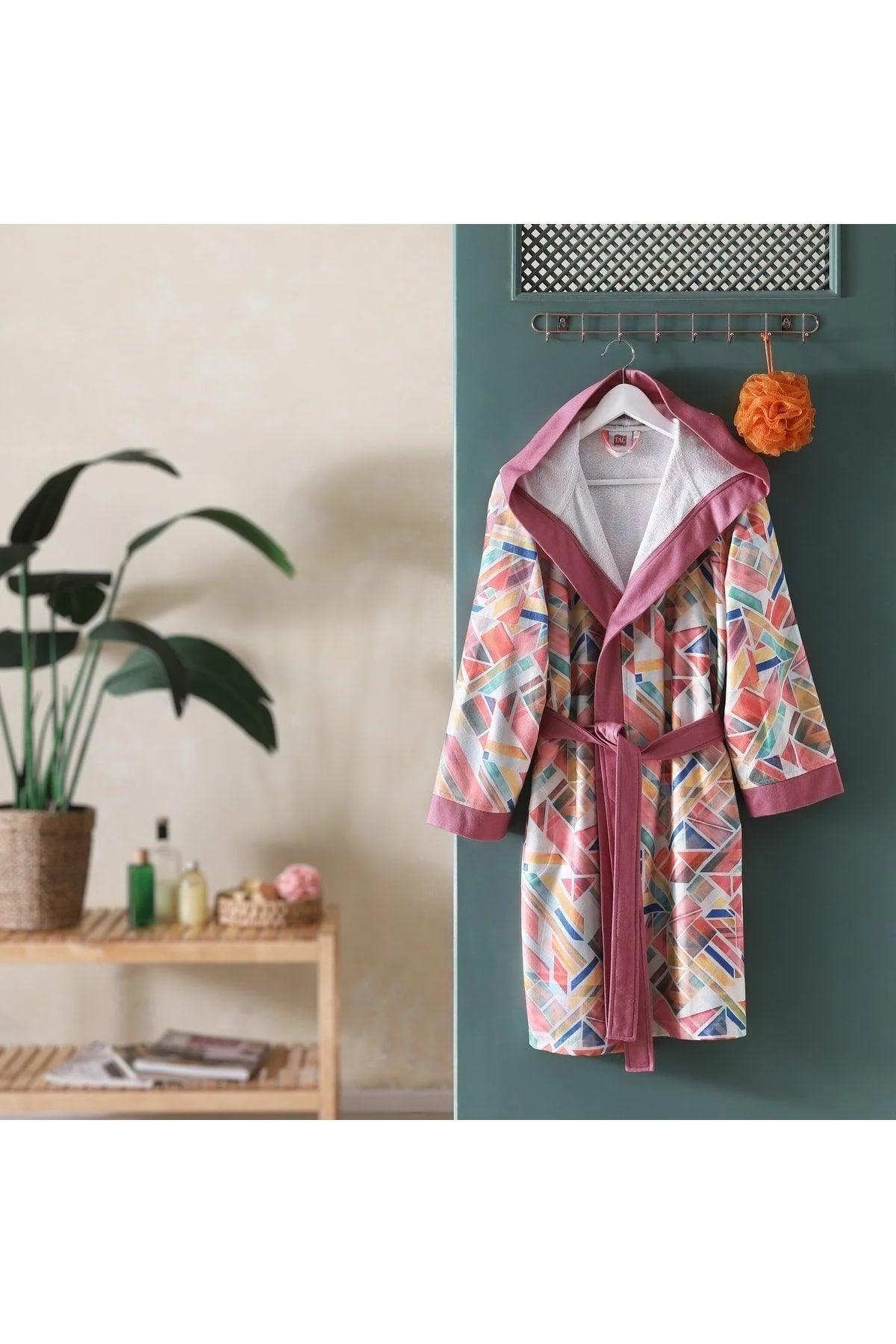 Pink cotton blend junior bathrobe for teens and adults