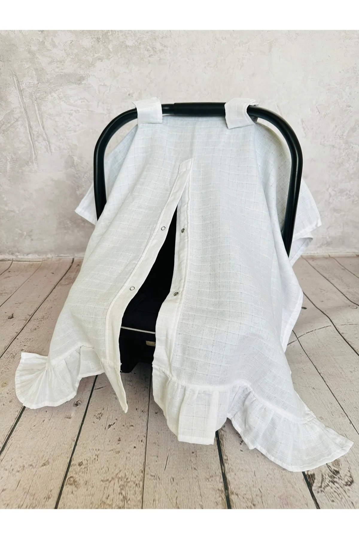 Breathable stroller cover with snap fasteners for baby strollers