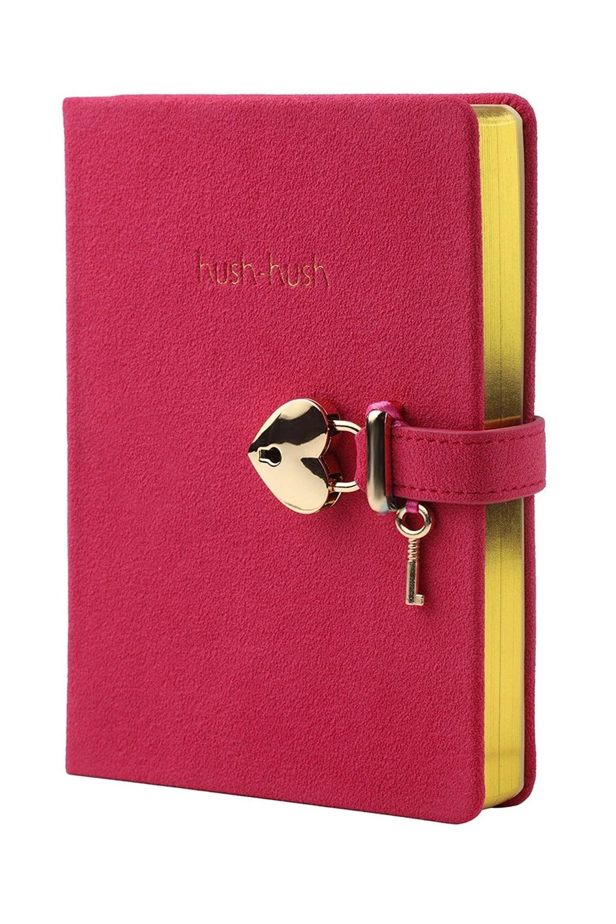 Fuchsia lockable notebook, 13x18 cm