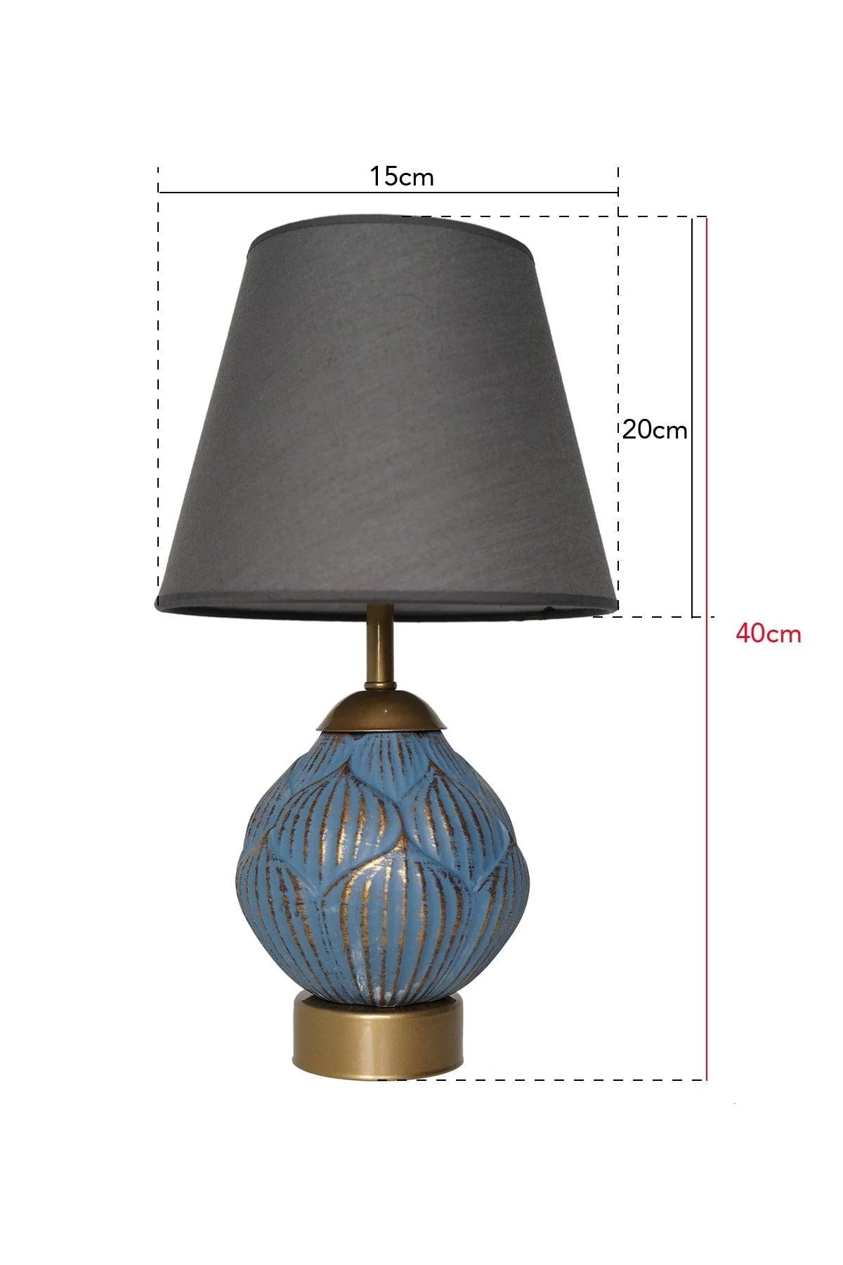 Anthracite and Blue Ceramic Lampshade with E27 Socket, CE Certified