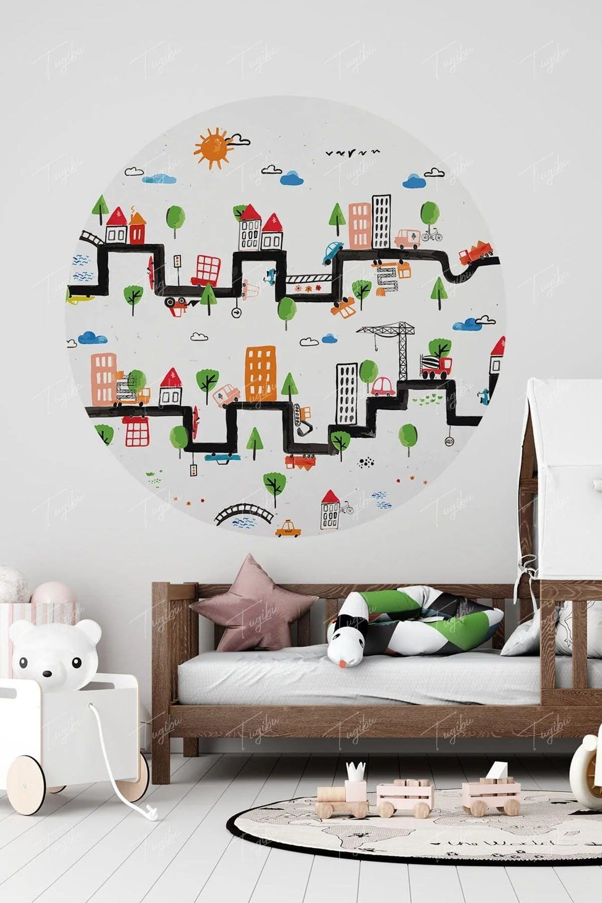 Self-adhesive circular wall decal - easy to apply, cut to size