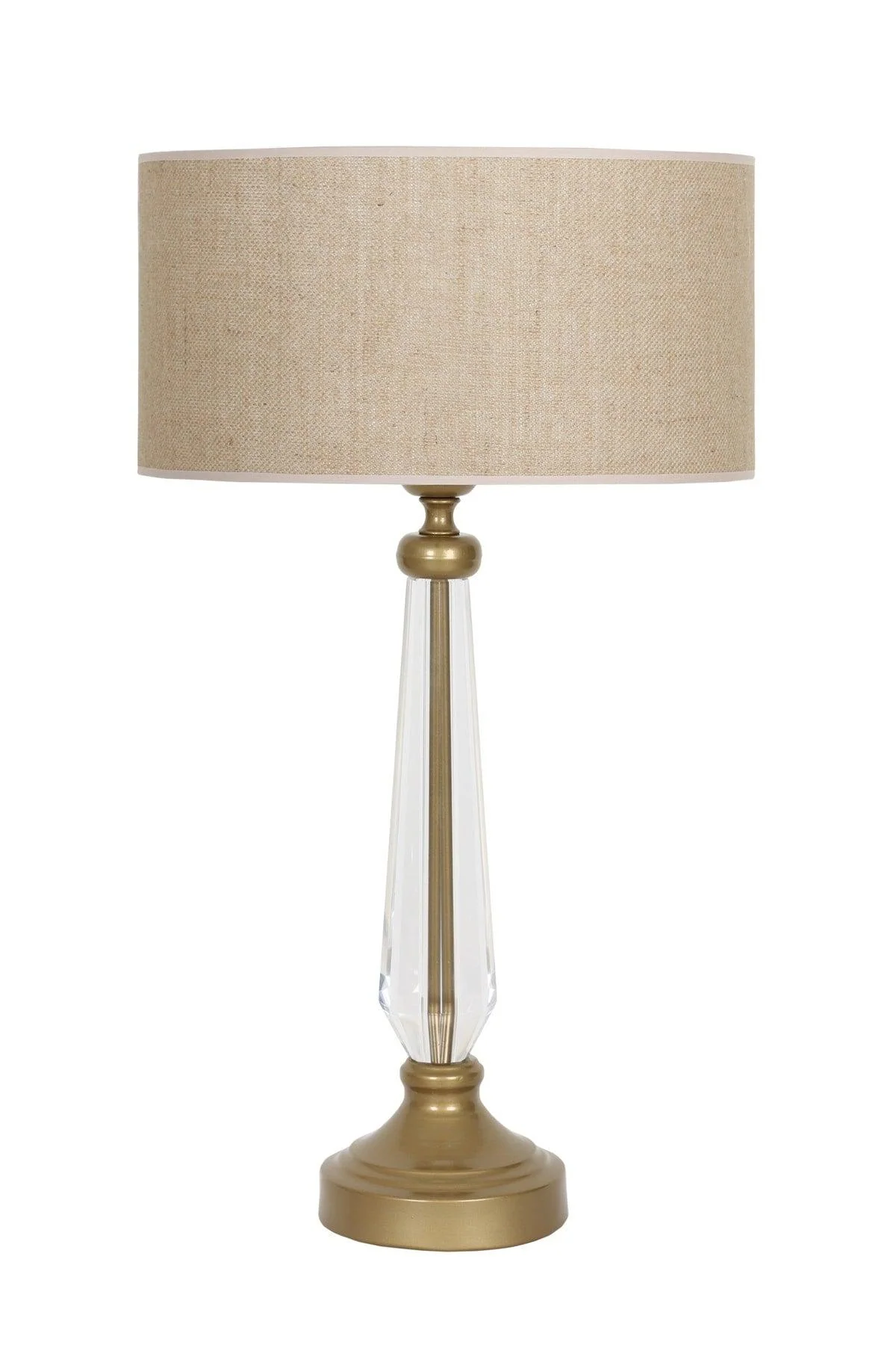 Burlap-effect crystal lampshade with metal frame 60 cm