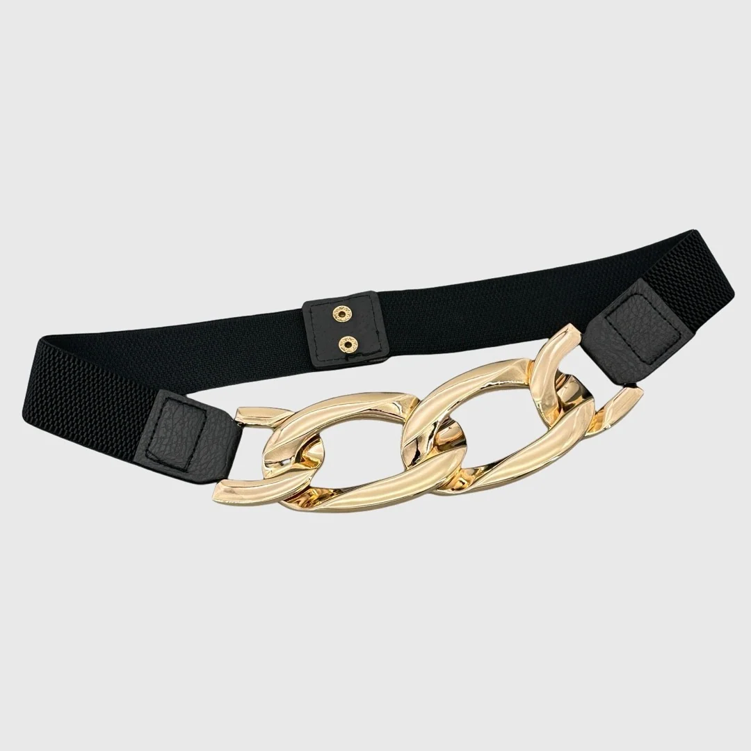 Geometric Chain Belt - Hand-Painted Buckle Accessory