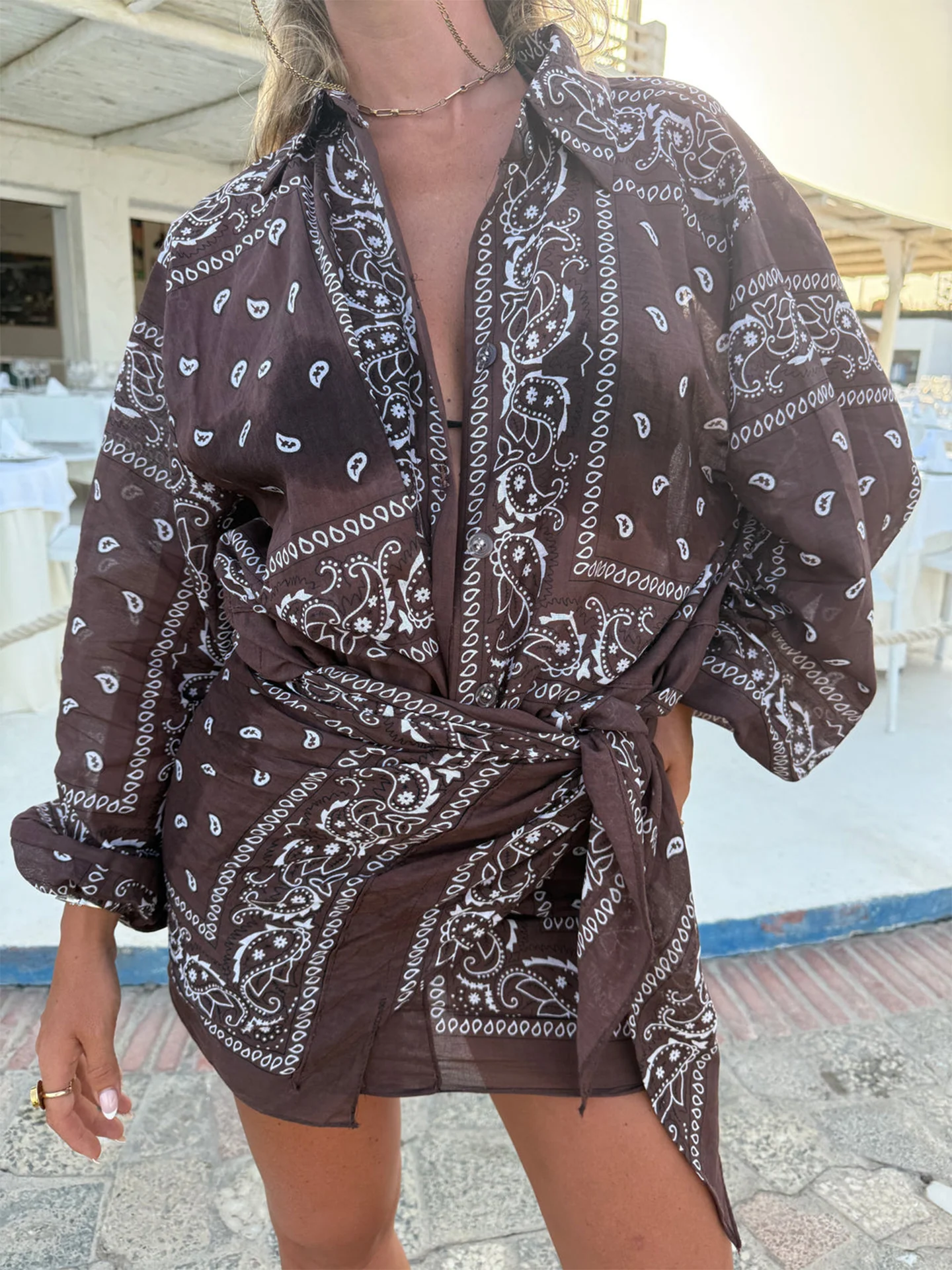 Geometric Paisley Print Boho Two-Piece Set
