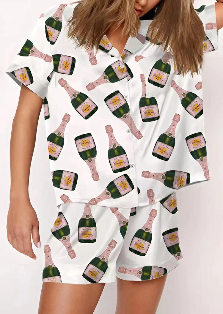 Geometric Pattern Casual Shorts Set