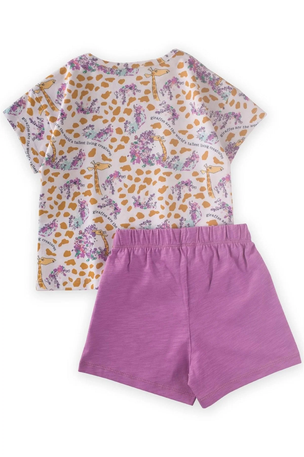 Cotton shorts set with giraffe print for kids 2-7 years