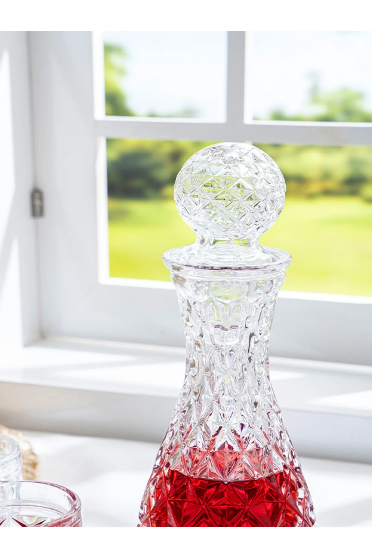 Handmade 1L glass jug with glass lid and 36cm length