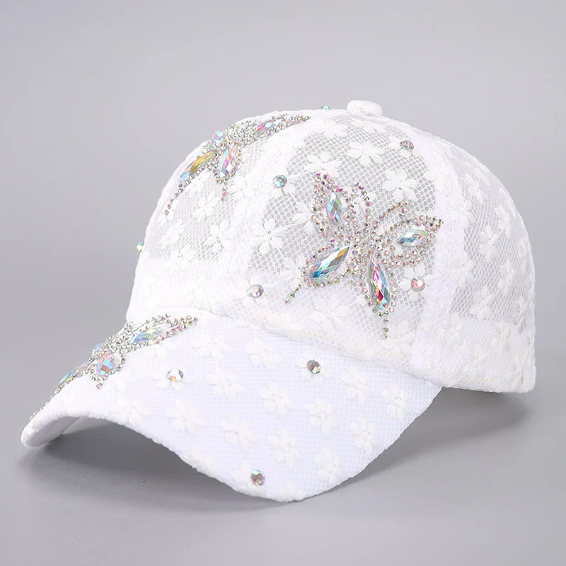 Glittering Diamond Butterfly Pattern Baseball Cap
