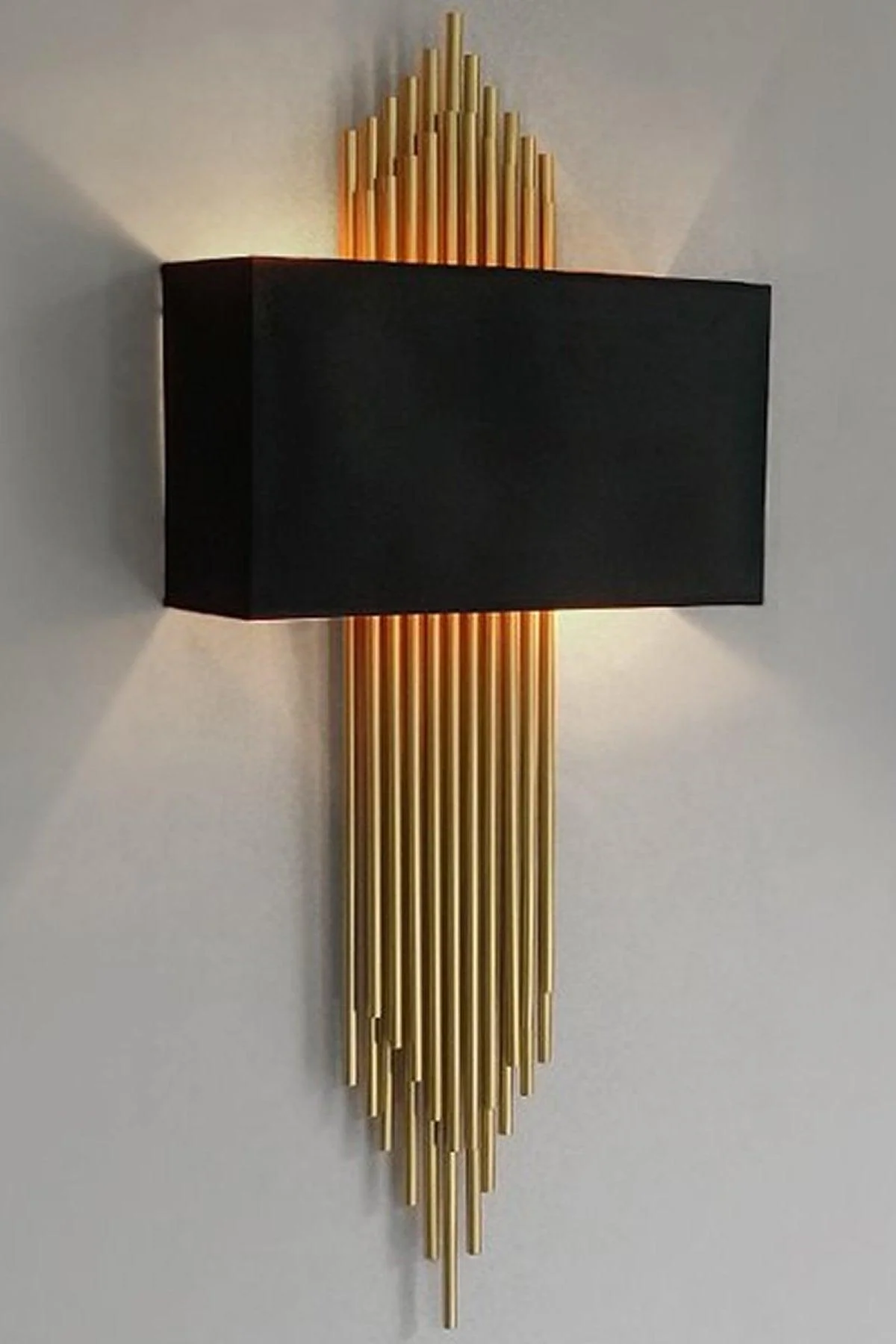 Gold Decorative Wall Sconce with Black Fabric Lampshade – LED, Easy Install