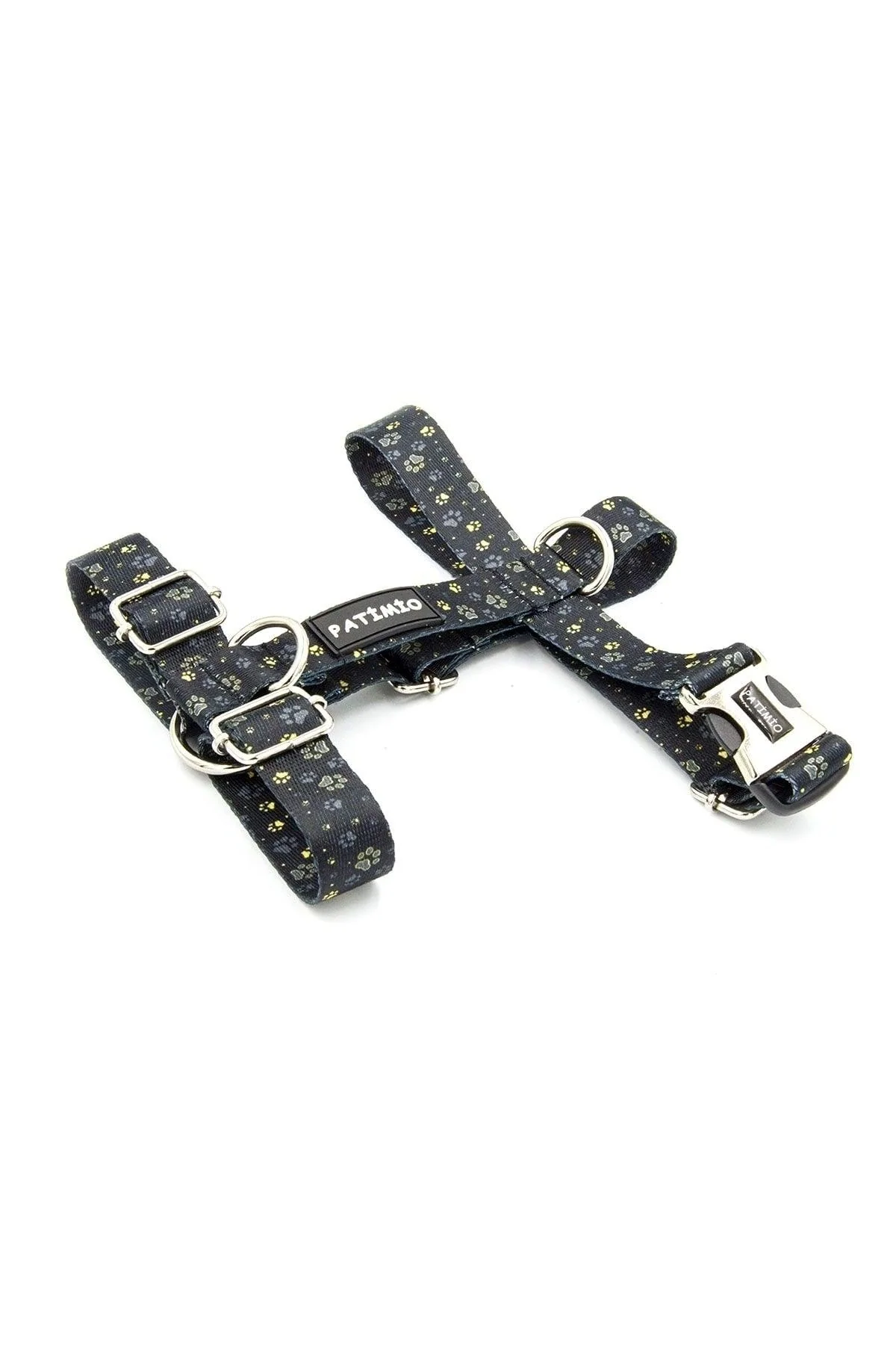 Adjustable Gold-Colored Dog Harness with Metal Buckles and Polyester Strips