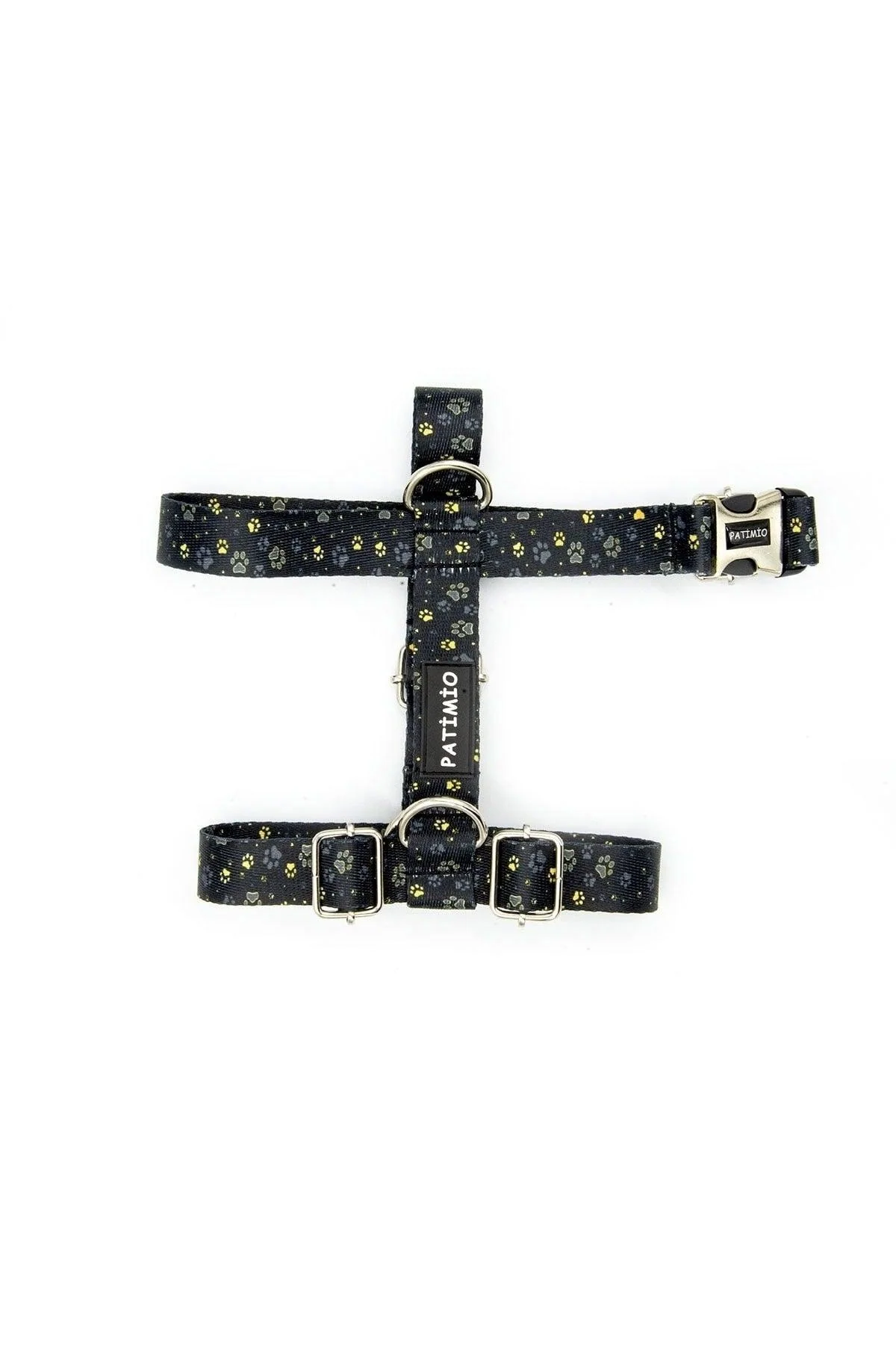 Adjustable Gold-Colored Dog Harness with Metal Buckles and Polyester Strips