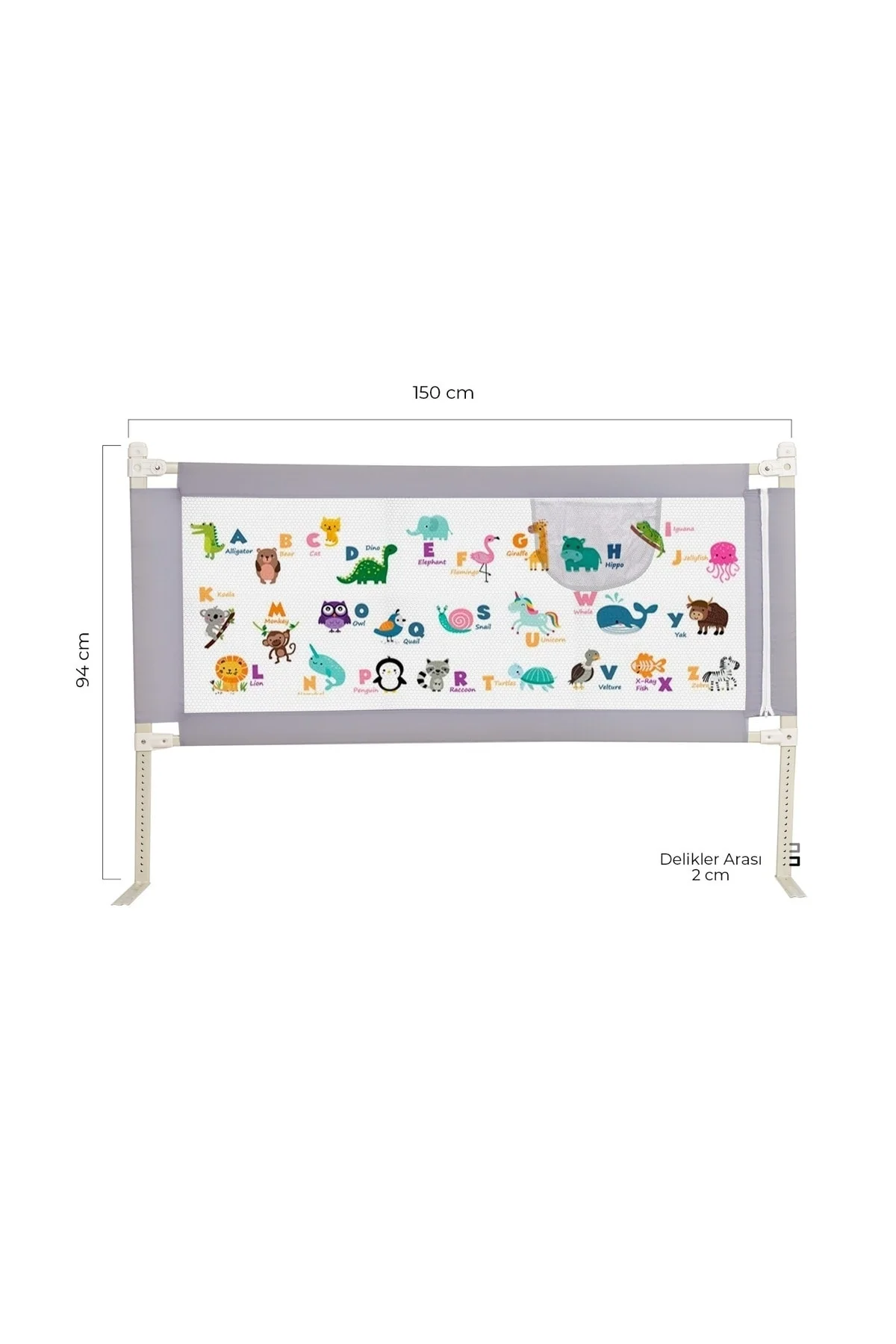 Adjustable Height Bed Barrier with Double-Lock Safety Mechanism