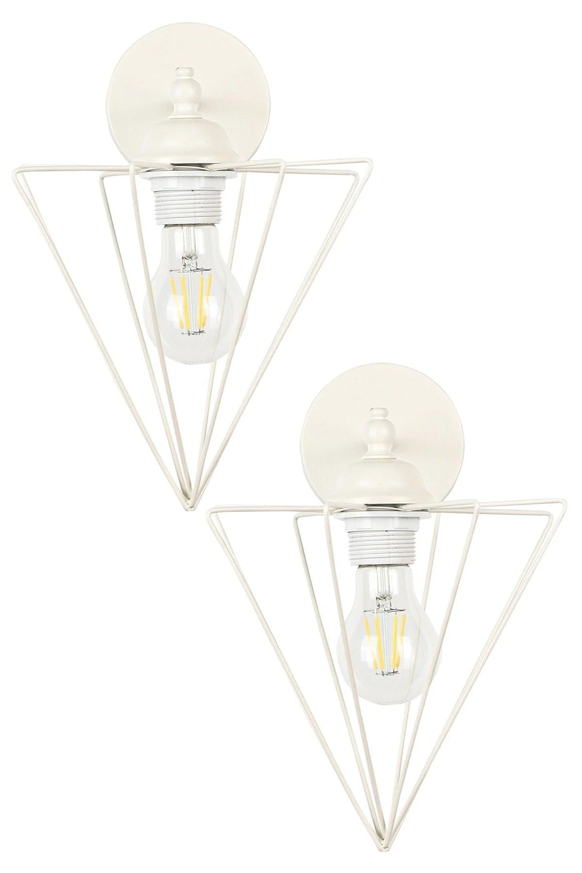 2-piece white metal wall applique with E27 socket, 22 cm diameter