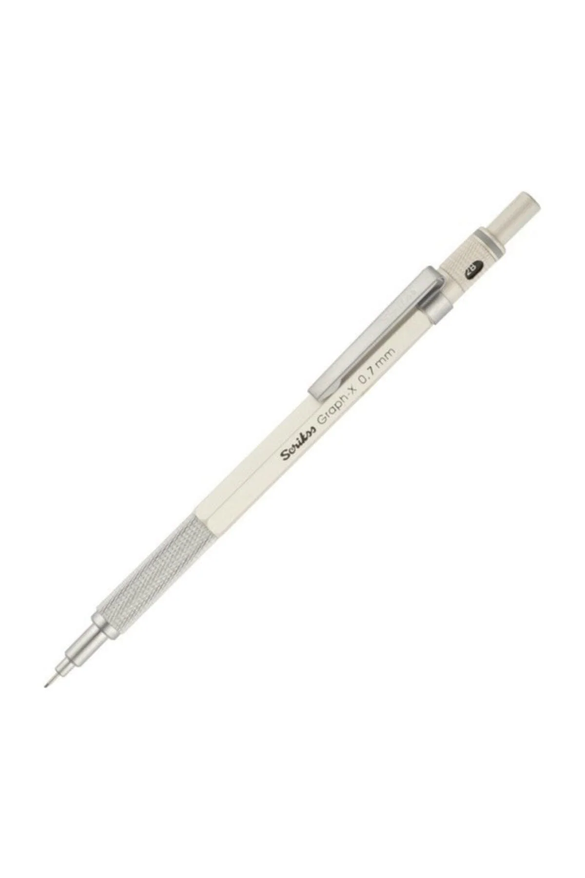 0.7 mm metal graph pen with eraser white