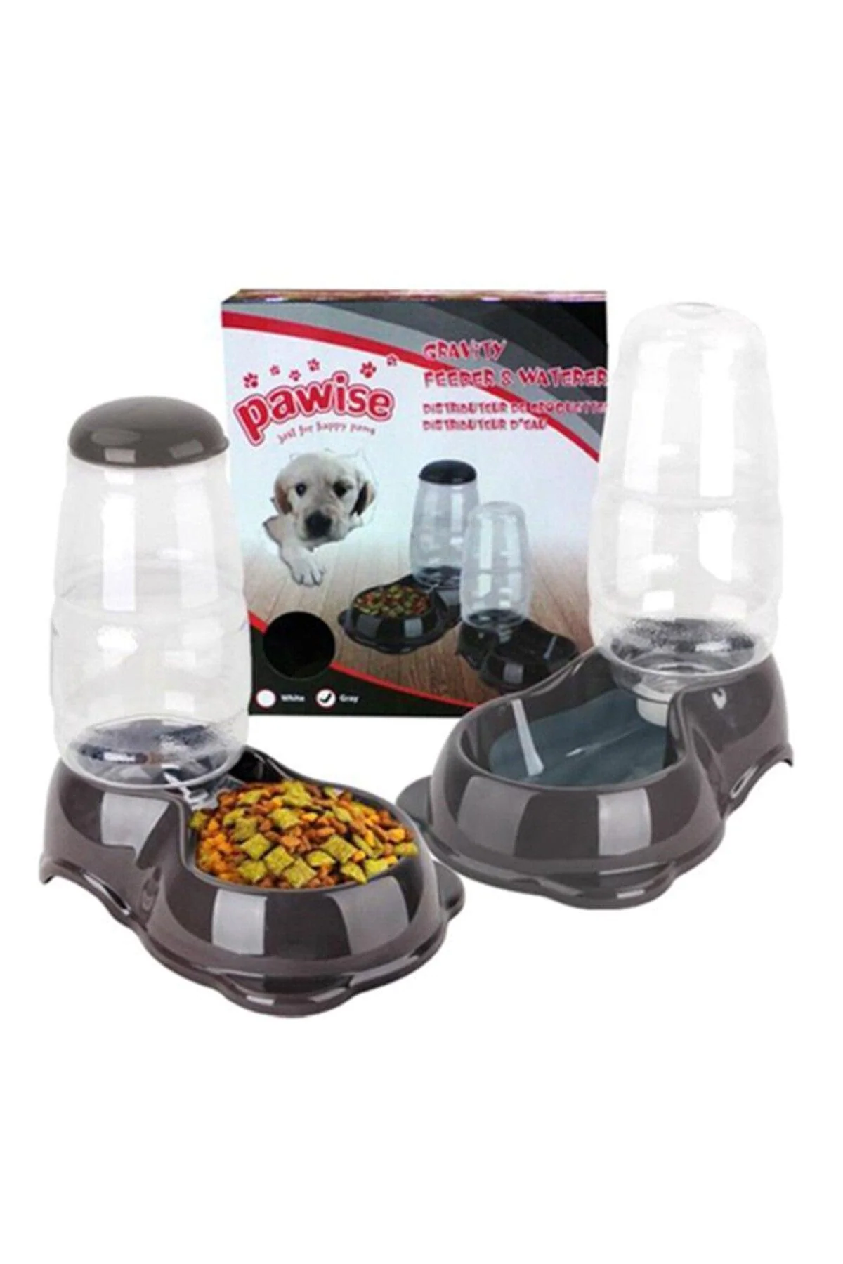 Gravity‑Feed Automatic Food Container – Transparent, White