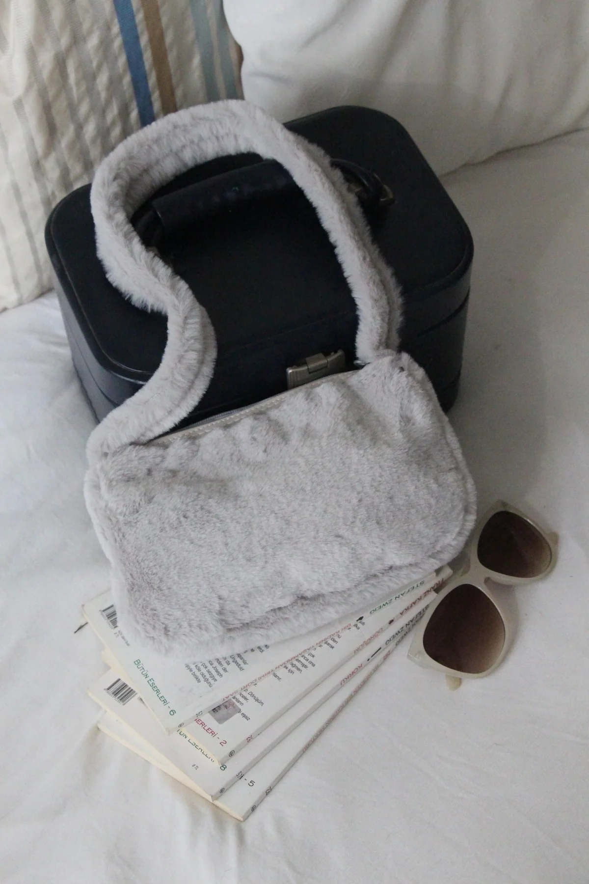 Gray Small Plush Shoulder Bag
