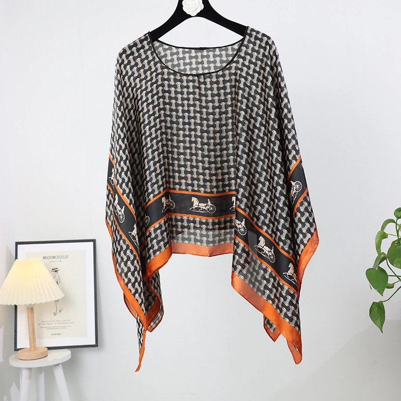 Gray Square Scarf Pullover Shawl for Women