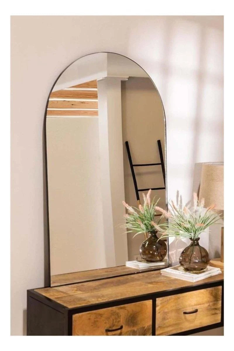 80x60cm Half Oval Console Mirror with Glass and MDF Back