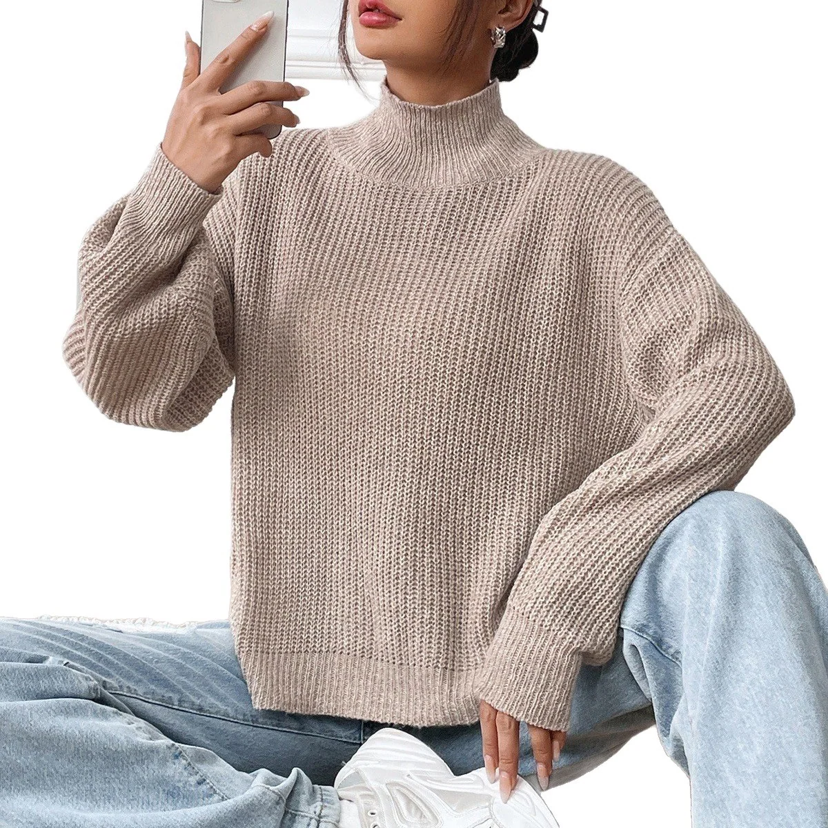 Half Turtleneck Autumn and Winter Undershirt Sweater Pullover