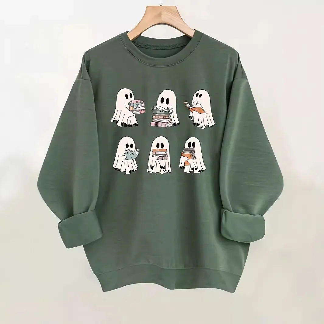 Halloween 3D Digital Print Drop-Shoulder Sweatshirt